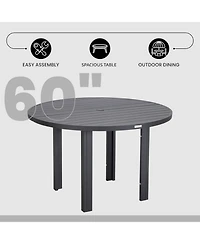 LeisureMod 60" Round Outdoor Aluminum Dining Table for Modern Home, Patio, Backyard Garden Chelsea Collection