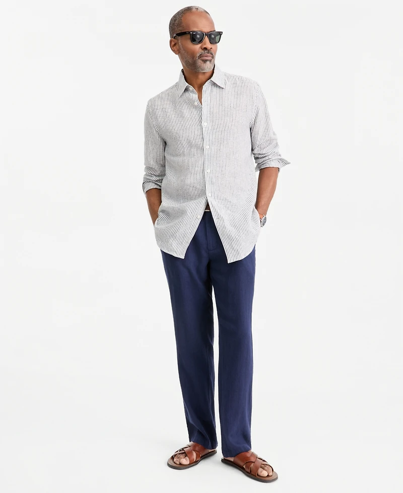 Club Room Men's Stripe Linen Button-Up Shirt, Macy's Exclusive