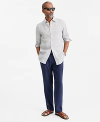 Club Room Men's Stripe Linen Button-Up Shirt, Macy's Exclusive