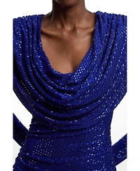 Karen Millen Women's Cowl Neck Long Sleeve Mini Dress