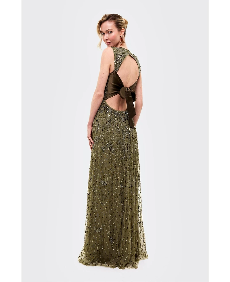 Beauut Women's Embellished Sequins Back Satin Bow