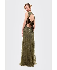 Beauut Women's Embellished Sequins Back Satin Bow