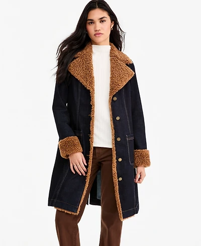 Liverpool Los Angeles Women's Sherpa-Trim Notch-Collar Jacket