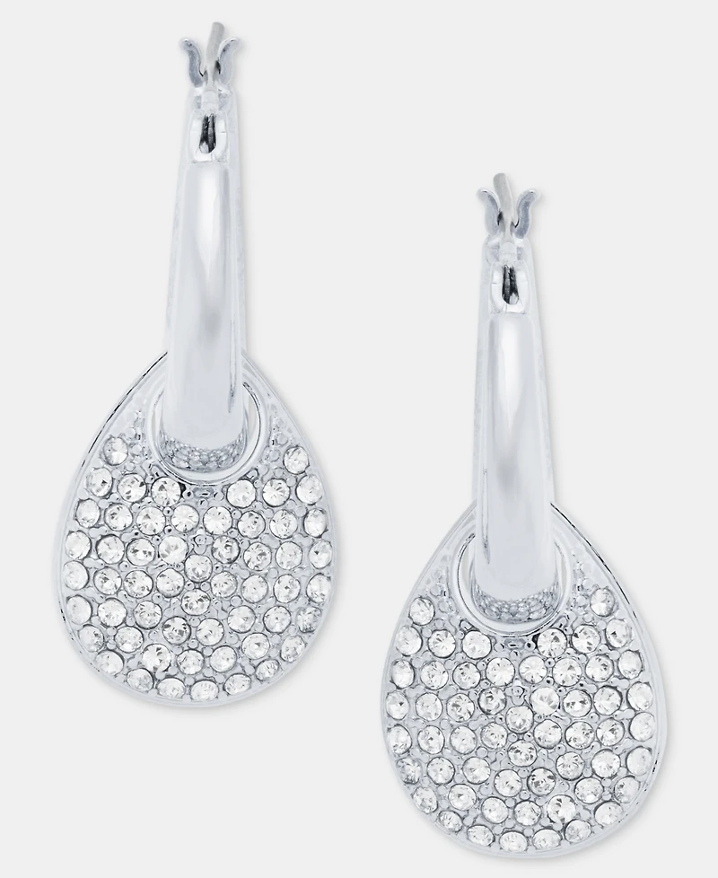 Dkny Pave Puffy Charm Hoop Earrings