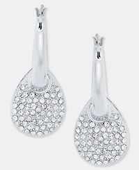Dkny Pave Puffy Charm Hoop Earrings