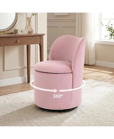 gaomon 360degree(s) Swivel Modern Upholstered Accent Stool Barrel Chair, Velvet Vanity Chair with Hidden Storage