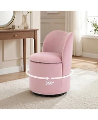 gaomon 360degree(s) Swivel Modern Upholstered Accent Stool Barrel Chair, Velvet Vanity Chair with Hidden Storage