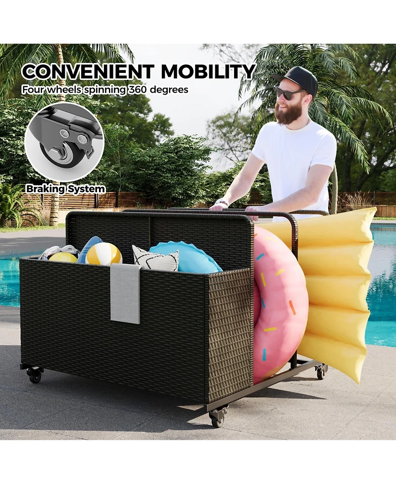 gaomon All-Weather Outdoor Wicker Rattan Pool Storage Basket