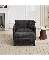 sumyeg Cloud Sofa Ottoman with Double Layer Upholstered Cushion for Living Room or Bedroom