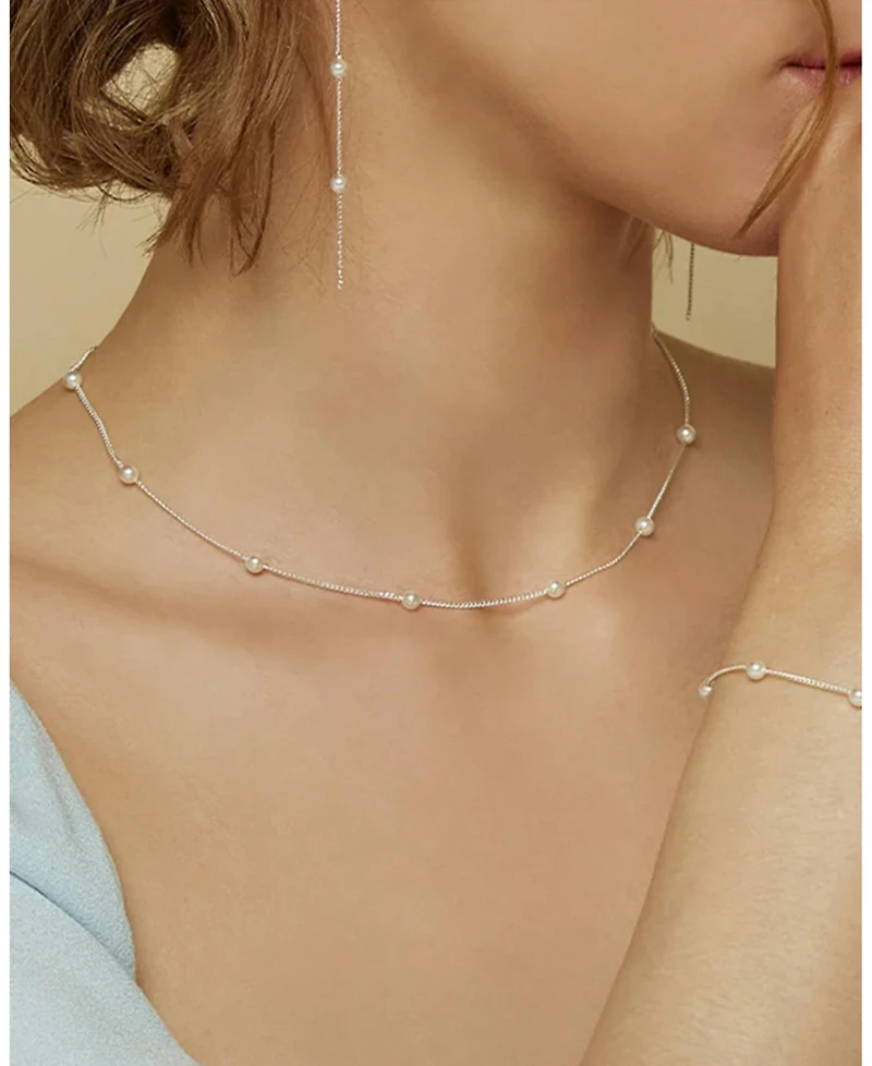 Sterling Silver Infinite Cultured Pearl Drop Earrings