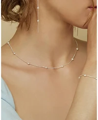 Sterling Silver Infinite Cultured Pearl Drop Earrings
