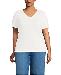 Lands' End Plus Short Sleeve Linen Blend V-neck Tee