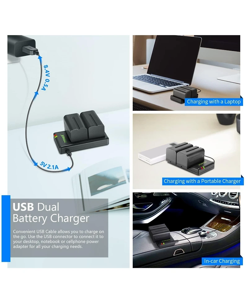 Neewer Np-F750 Camera Battery and Charging Accessory with 5600mAh for select Sony Np-f-series devices