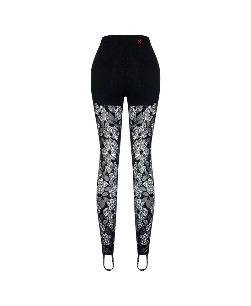 Pcfg Women's The Party Edit Lace Leggings with Built Ribbed Shorts