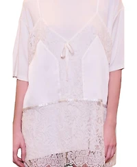 Pcfg Women's Daydreamers Mini T-Shirt Dress With Lace And Satin Details