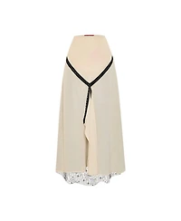 Pcfg Women's The Party Edit Slit Lace Panel Maxi Skirt