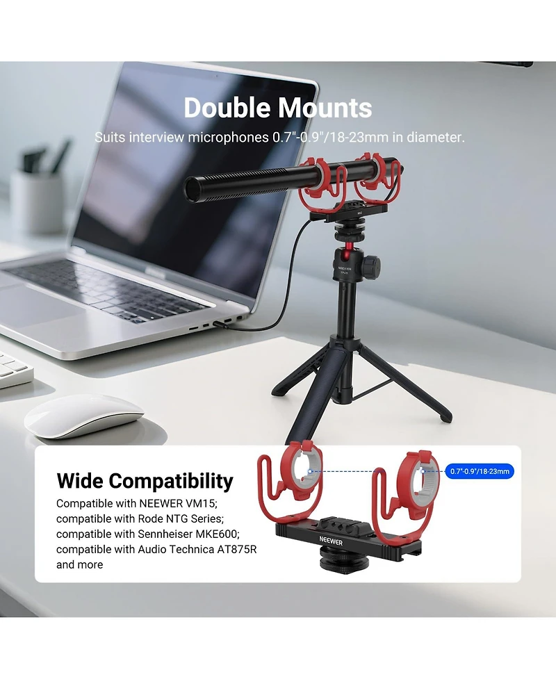 Neewer MH2 Camera Mounting Accessory for Rode Ntg Series Sennheiser MKE600 Audio Technica AT875R