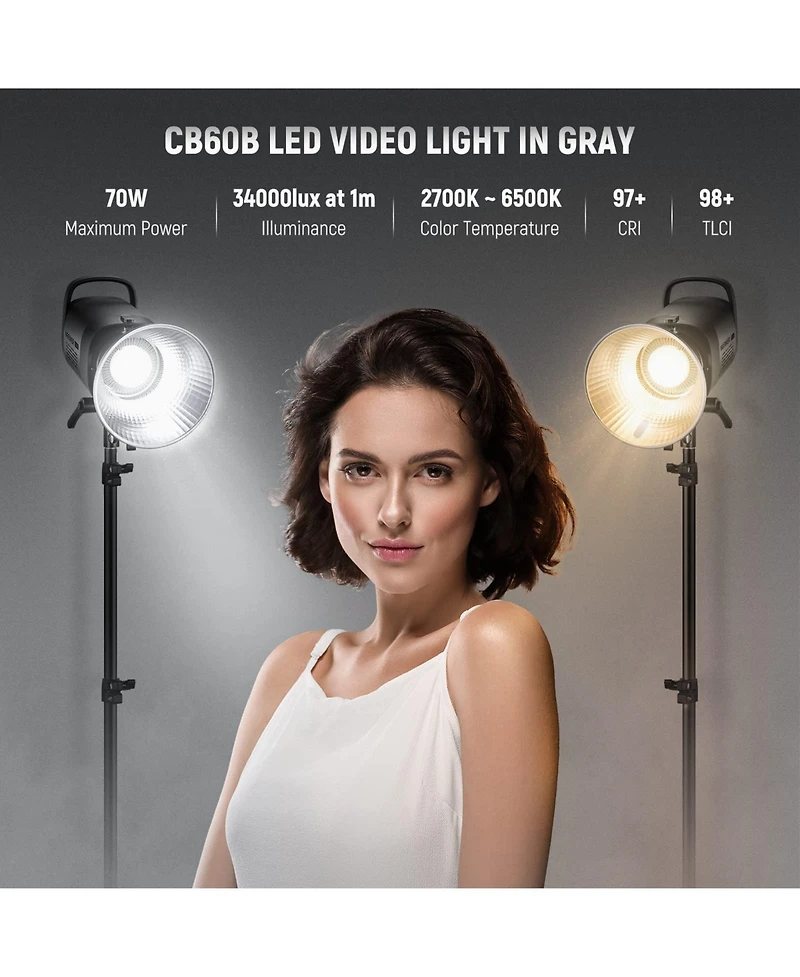 Neewer CB60B Led Video Light with 70W, 34000Lux, 2700K-6500K