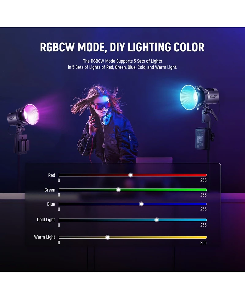 Neewer MS60C Led Video Light with 65W, 8300lux, 2700K-6500K