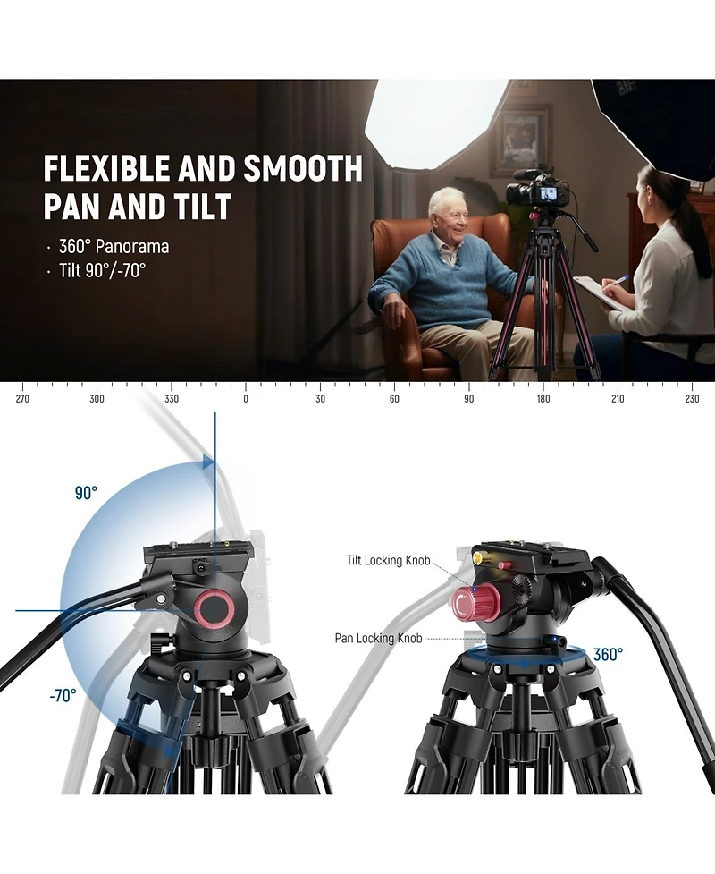 Neewer LL38 Camera Tripod with 17.6lb for select Canon, Nikon and Sony cameras