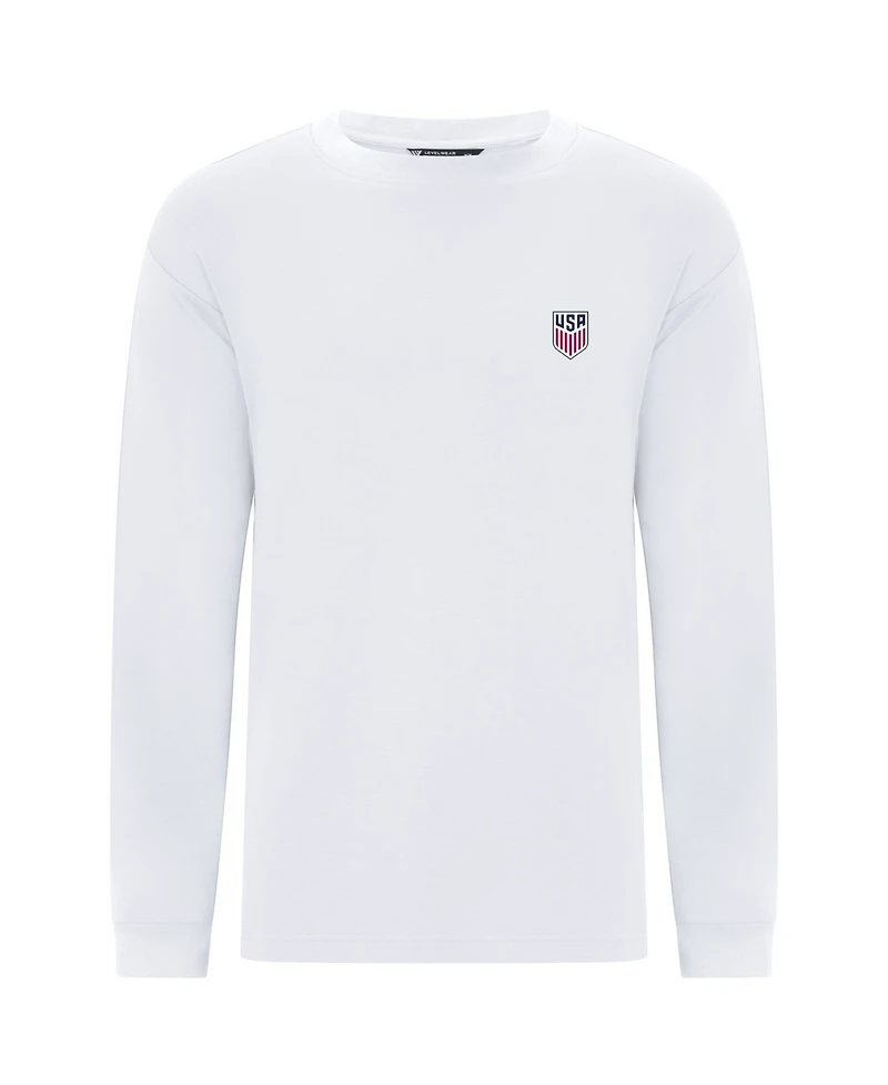 LevelWear Men's White Usmnt Luxe Signature Long Sleeve T-Shirt