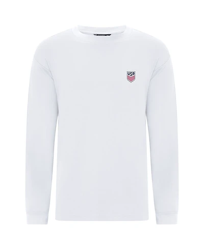 LevelWear Men's White Usmnt Luxe Signature Long Sleeve T-Shirt