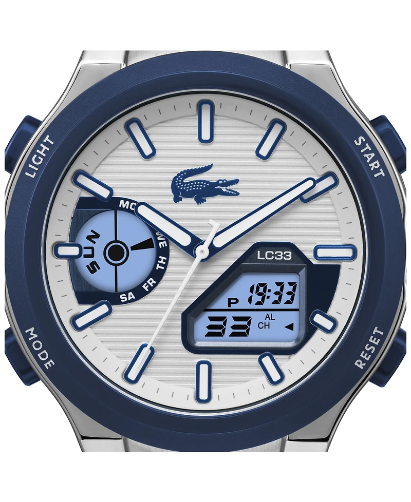 Lacoste Men's Quartz LC33 Blue Silicone Strap Watch 44.8mm