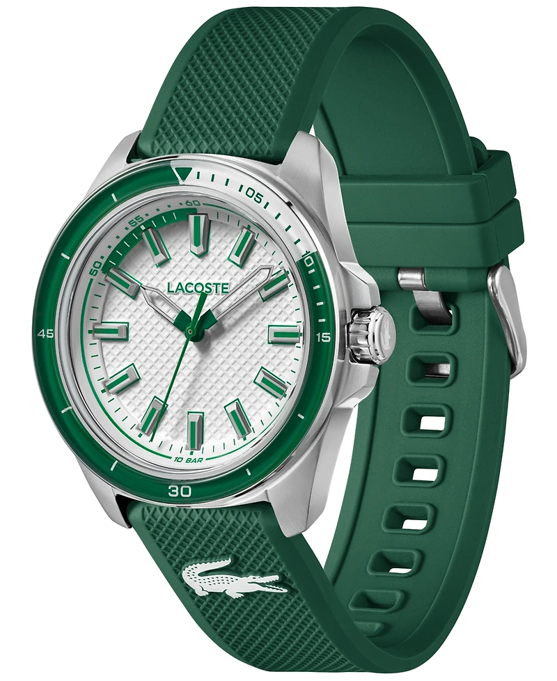 Lacoste Men's Quartz Capbreton Green Silicone Strap Watch 43mm