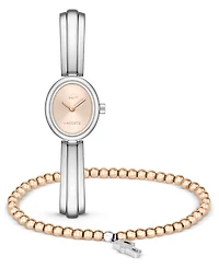 Lacoste Women's Quartz Gift Set Silver-Tone Stainless Steel Bangle Bracelet Watch 18.5mm