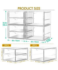 Xdovet Makeup Organizer 4 Pack Drawer Transparent Desktop Storage Office Supplies Home