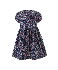 Rachel Riley Toddler Girls 2-10 Navy Floral Button-front Dress