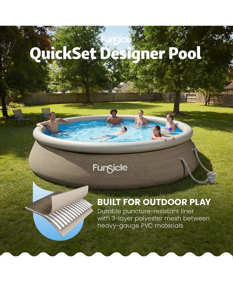 Funsicle QuickSet Ring Top Above Ground Swimming Pool, Basketweave
