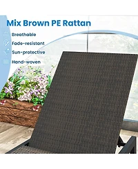 Gymax Patio Pe Rattan Chaise Lounge Outdoor Recliner with 5-Level Backrest Backyard Poolside