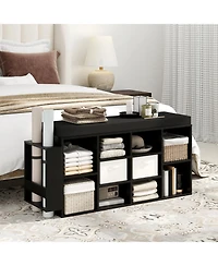 Slickblue 10-Cubby Shoe Storage Bench with Umbrella Stand for Entryway