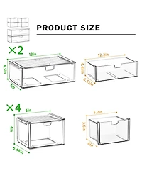 Xdovet Stackable Drawer Organizer Plastic Storage Makeup Vanity Bathroom Pantry 6 Drawers