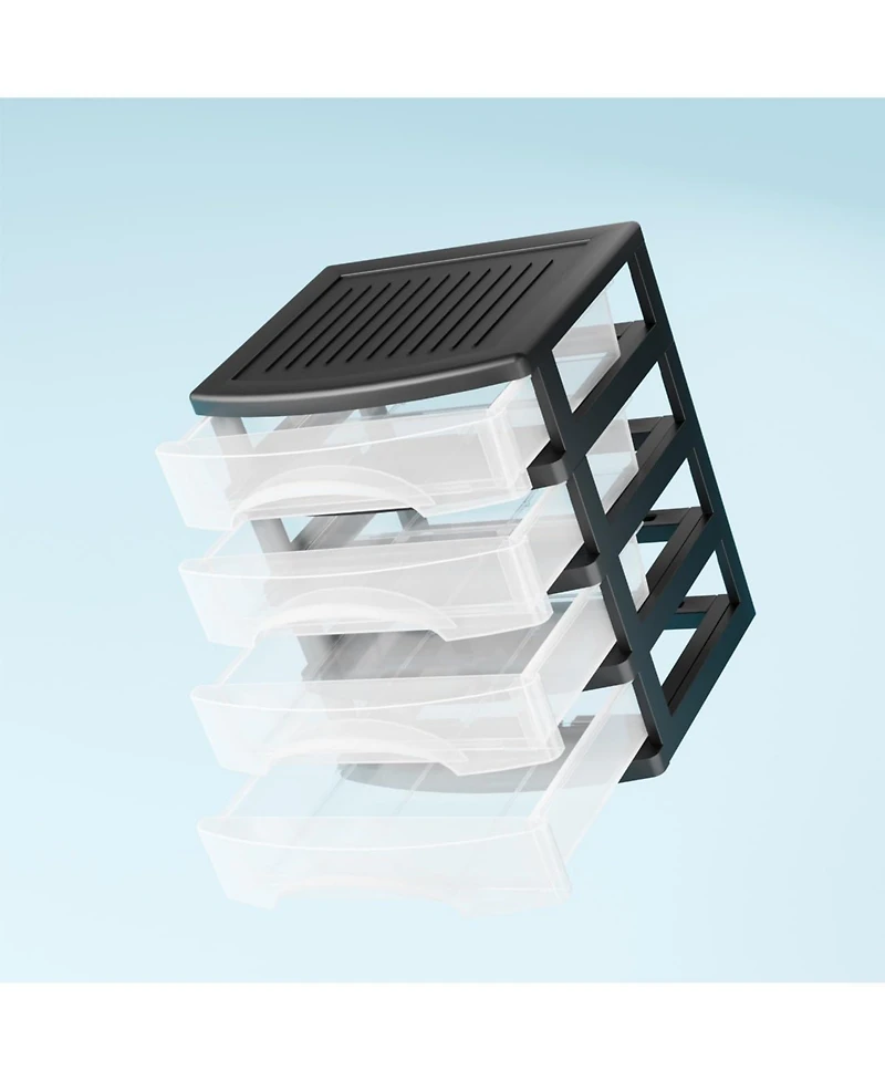 Xdovet 4-Drawer Stackable Desktop Organizer Plastic Storage Cabinet Home Office Kitchen Pantry