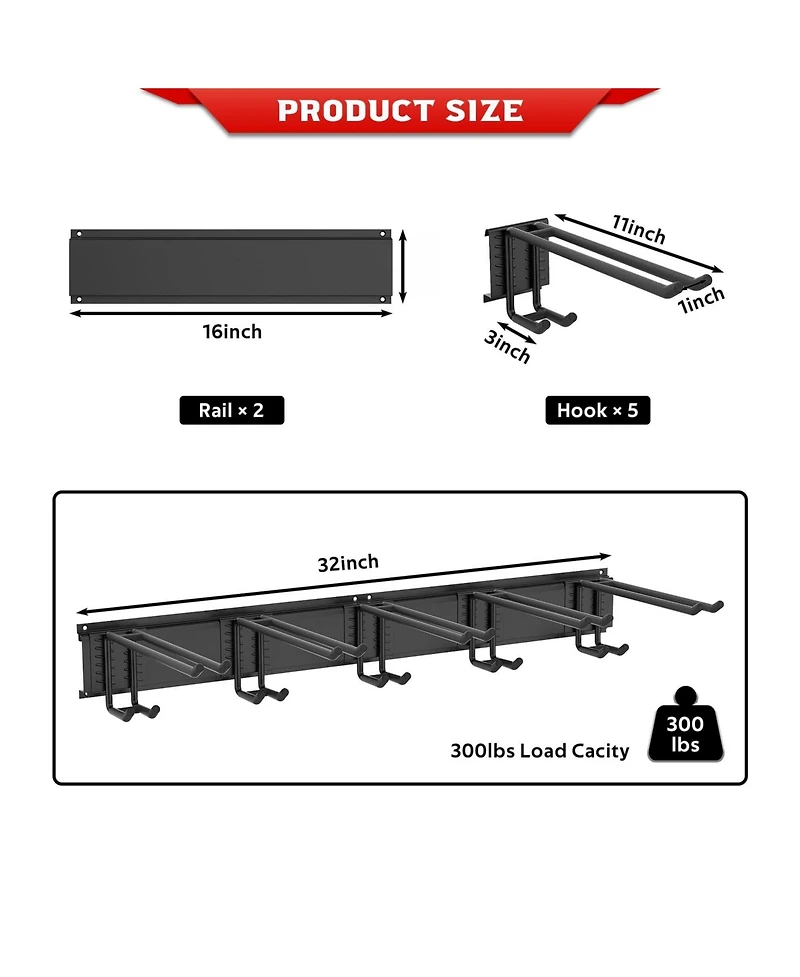 Xdovet Ski Rack Wall Mounted Organizer 10 Pairs Holder