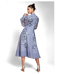 Coast Women's Embroidered Sheer Sleeve Midi Dress