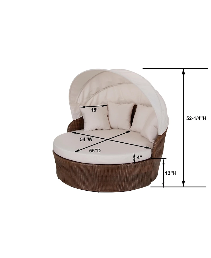 Jiallo Canopy Daybed Outdoor Backyard Patio Furniture Wicker