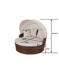 Jiallo Canopy Daybed Outdoor Backyard Patio Furniture Wicker