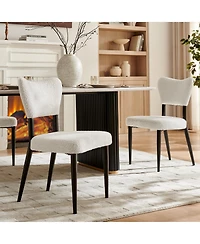 Morden Fort Curved Back Dining Chair Set of 2, Modern Fabric Upholstered Dining Room Chair Kitchen Chairs, Farmhouse Dinner Chair
