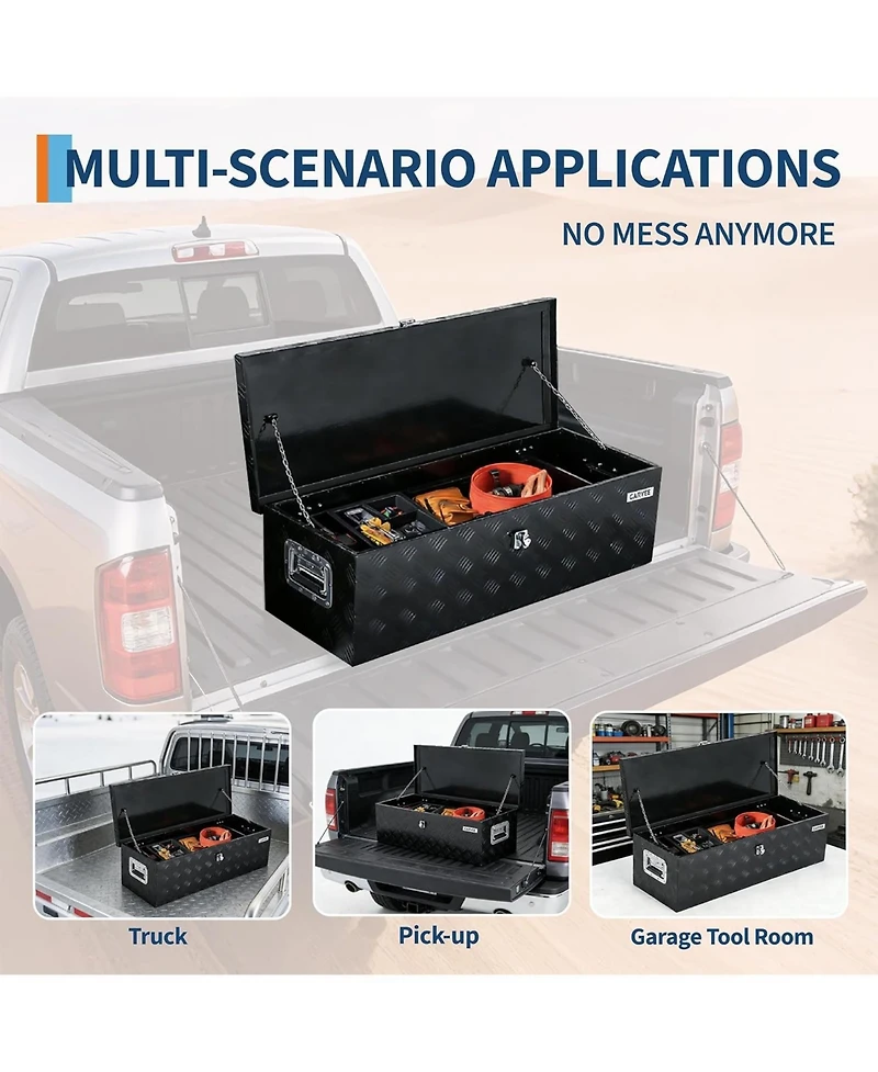 gaomon 39"x13"x10" Heavy Duty Aluminum Truck Bed Tool Boxes with Sliding Shelf, Outdoor Storage Organizer with Lock and Keys