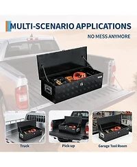 gaomon 39"x13"x10" Heavy Duty Aluminum Truck Bed Tool Boxes with Sliding Shelf, Outdoor Storage Organizer with Lock and Keys