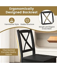 Slickblue Dining Chair Set of 2 with Wooden Frame, Rubber Wood Legs and Curved Back Support
