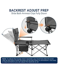 Aofar Reclining Beach Chair Adjustable Camping Lounge Folding Foot Rest 6-Leg