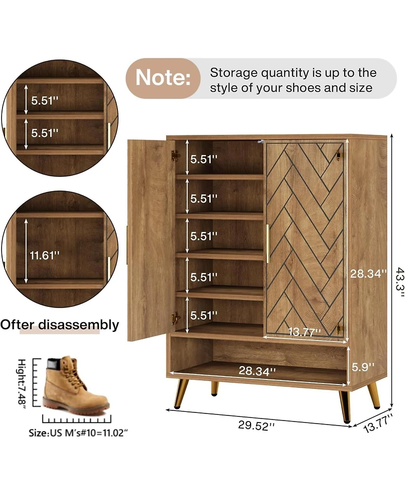Tribesigns 6-Tier Shoe Cabinet with Doors, Storage for Entryway, Hallway