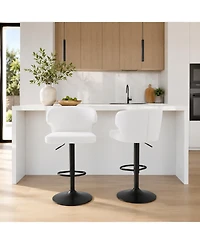 Rainsken Modern Bar Stools Set of 2, with Back and Footrest, Adjustable Pu Leather Swivel Bar Stools, 360degree(s)Swivel Barstools, for Kitchen Island