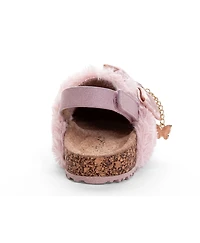 Laura Ashley Slingback Clogs – Girls Faux Fur Bow Charm Fashion Shoes with Adjustable Strap (Toddler/Little Kid)