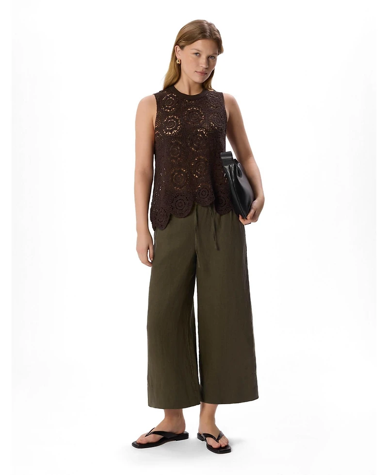 Whistles Women's Elasticated Linen Crop Trousers