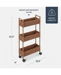 Best Choice Products 3-Tier Slim Rolling Nursery Caddy with Wheels, Utility Cart for Storage Organization